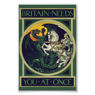 Britain Needs You at Once – St. George Vintage Art Fotodruck