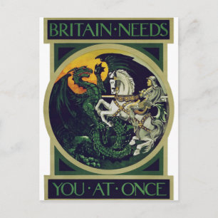 Britain Needs You at Once – St. George Vintage Art Postkarte