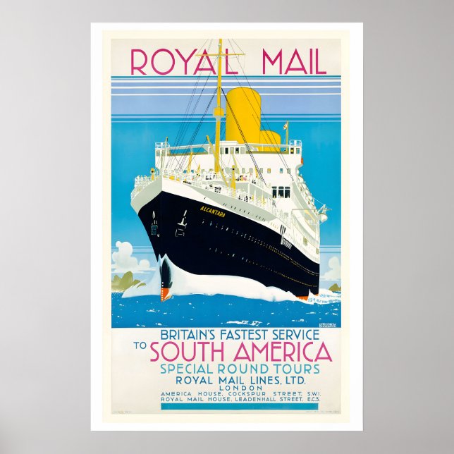 Britain's Fastest Service to South America Vintage Poster (Vorne)