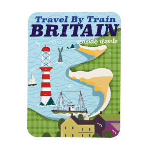 Britannien Vintage-Zug Urlaubs-Plakat Magnet
