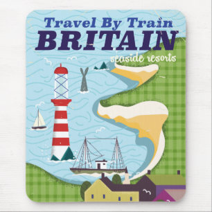 Britannien Vintage-Zug Urlaubs-Plakat Mousepad
