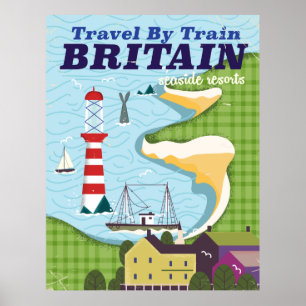 Britannien Vintage-Zug Urlaubsplakat Poster