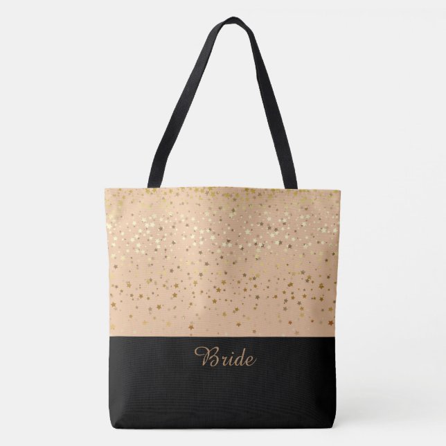 Brite Tote Bag Peach & Petite Golden Stars (Vorderseite)