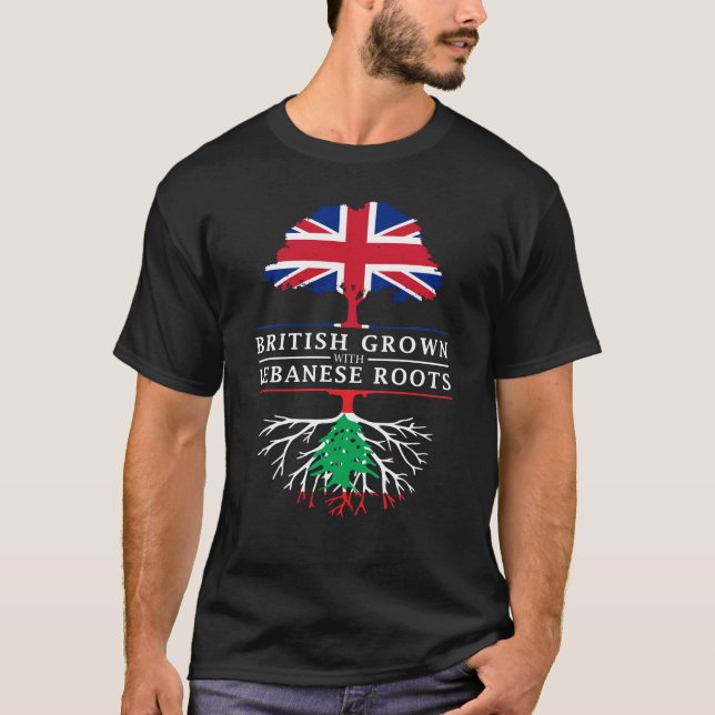 Briten gewachsen mit der Libanese-Wurzel-   T-Shirt (Vorderseite)