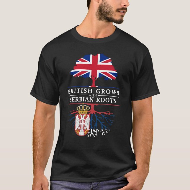 Briten gewachsen mit Serbe-Wurzel-   T-Shirt (Vorderseite)