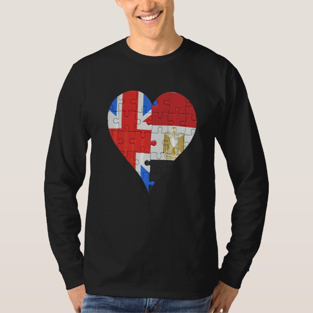 Britisch-ägyptisches Flaggenherz T-Shirt (Vorderseite)