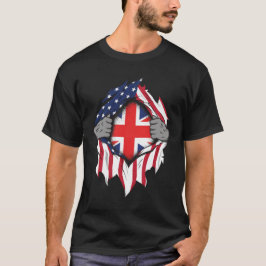 Britisch-Amerikanische Flaggen: Ripping Flag auf d T-Shirt