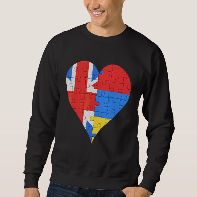 Britisch-Armenisches Flaggenherz Sweatshirt (Vorderseite)