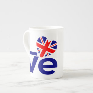 Britisch Blau LIEBT UK-Flagge Herz Prozellantasse