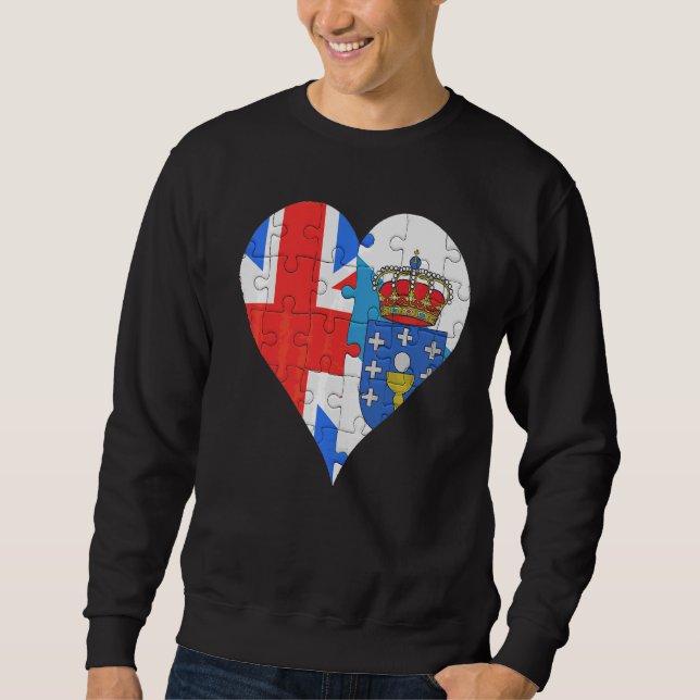 Britisch-Galizisches Flaggenherz Sweatshirt (Vorderseite)