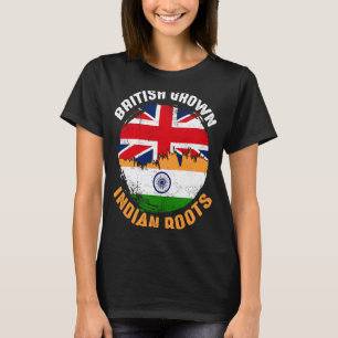 Britisch Gewachsene Indische Wurzeln Vintage-Flagg T-Shirt