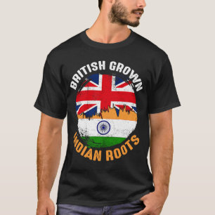 Britisch Gewachsene Indische Wurzeln Vintage-Flagg T-Shirt