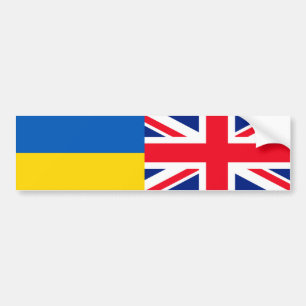 Britisch Ich stehe zu Ukraine. UK und UKR Flaggen. Autoaufkleber