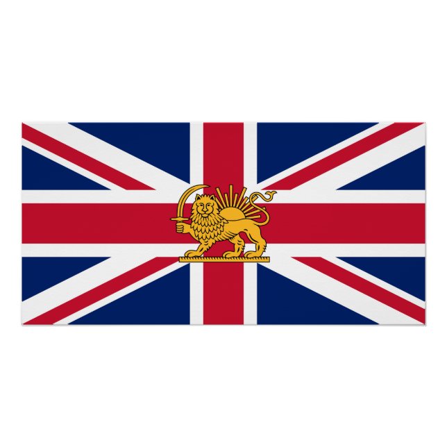 Britisch-Iranische Heritage-Flagge | Löwe und Sonn Poster (Vorderseite)