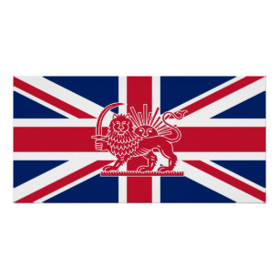 Britisch-Iranische Heritage-Flagge Löwe und Sonn Poster