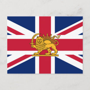 Britisch-Iranische Heritage-Flagge Löwe und Sonn Postkarte