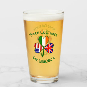 Britisch Irisch Amerikanische Flagge Shamrock Pers Glas