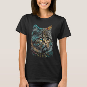 Britisch Kurzhaar  Farbige Grafik Katzenvater Katz T-Shirt