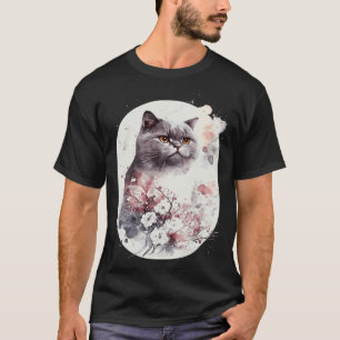 Britisch Kurzhaar Katze Japanische Kirschblüte Sak T-Shirt