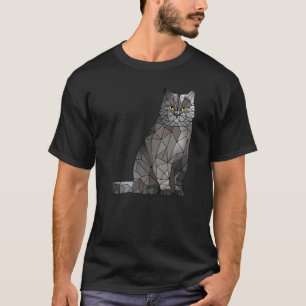 Britisch Kurzhaar Katze Polygon Geometrisches Kätz T-Shirt