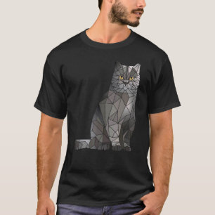 Britisch Kurzhaar Katze Polygon Geometrisches Kätz T-Shirt