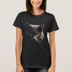 Britisch Kurzhaar Katze Realistische Gesichtskunst T-Shirt
