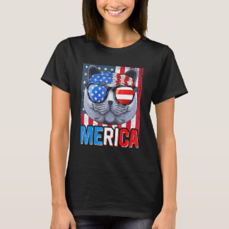 Britisch Kurzhaar Merica 4. Juli Katze Amerikanisc T-Shirt