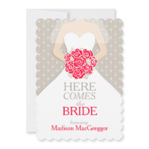 Britisch-rotes Bouquet-Grafik-Brautparty einladen