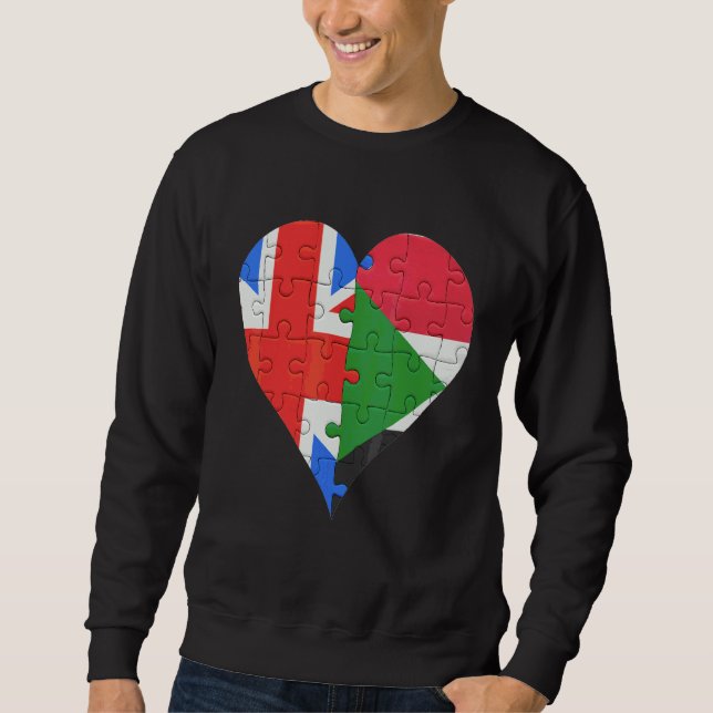 Britisch-sudanesisches Flaggenherz Sweatshirt (Vorderseite)