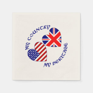 Britisch-USA-Herz-Flaggen-Land-Herkunft Serviette