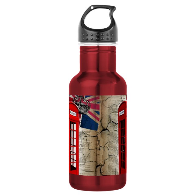 Britisch-Vintage Telefonkabine London Mode Trinkflasche (Vorderseite)