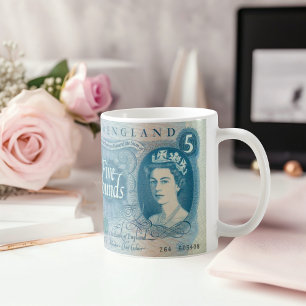 Britische 1966 £5 Note Tasse – Königin Elisabeth I