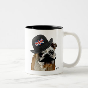 Britische Bulldogge und Melone Zweifarbige Tasse