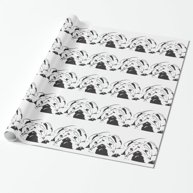 Britische Bulldoggen-Schablone Geschenkpapier (Ungerollt)