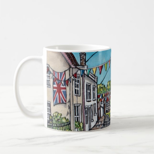 Britische Bunting Original Acrylmalerei Kaffeetasse (Links)