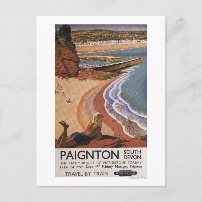 Britische Eisenbahn Girl Blick über die Klippe Postkarte (Vorderseite)