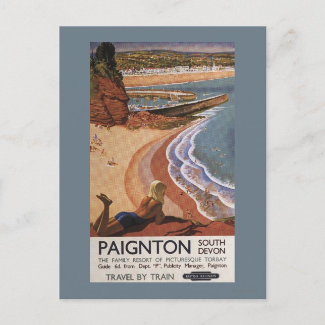 Britische Eisenbahn Girl Blick über die Klippe Postkarte (Vorderseite)