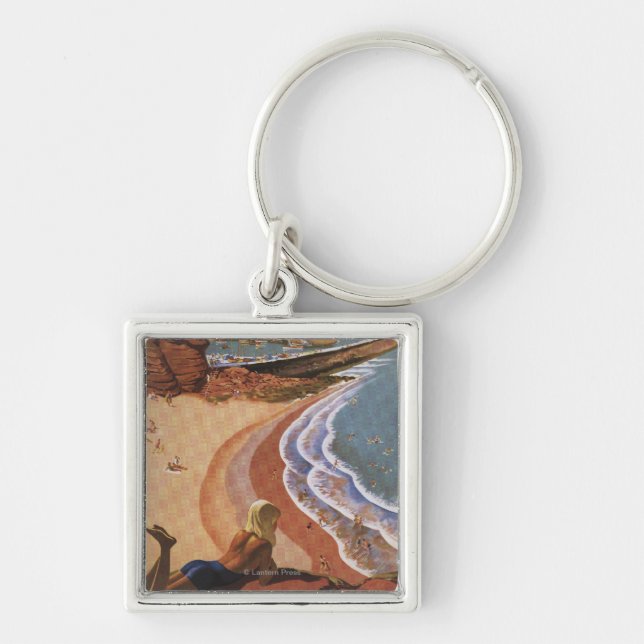 Britische Eisenbahn Girl Blick über die Klippe Schlüsselanhänger (Vorne)