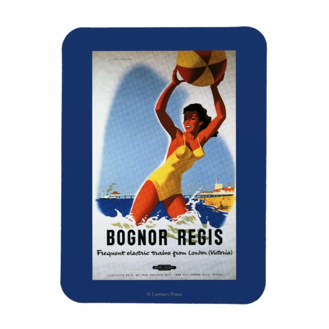 Britische Eisenbahn-Girl und Beachball-Poster Magnet (Vertikal)