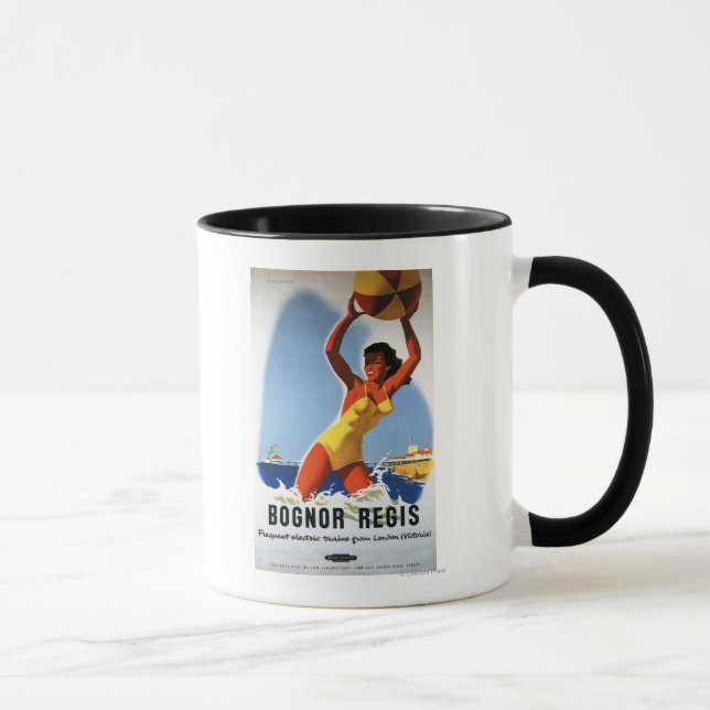 Britische Eisenbahn-Girl und Beachball-Poster Tasse (Rechts)