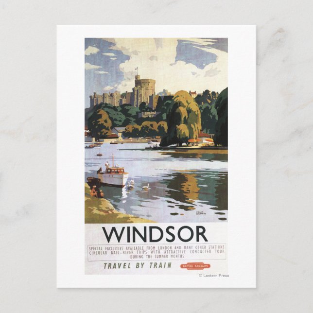 Britische Eisenbahn Windsor Castle Thames Poster Postkarte (Vorderseite)
