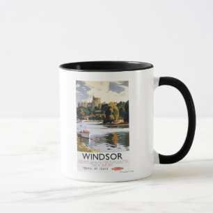 Britische Eisenbahn Windsor Castle Thames Poster Tasse