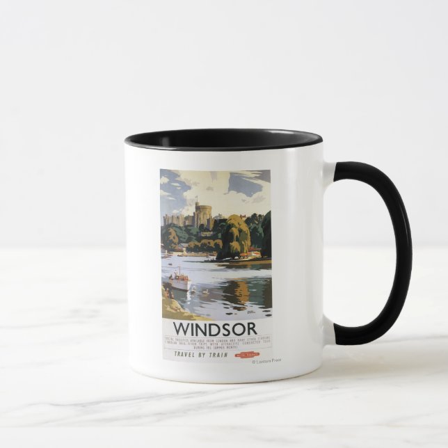Britische Eisenbahn Windsor Castle Thames Poster Tasse (Rechts)