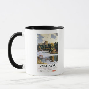 Britische Eisenbahn Windsor Castle Thames Poster Tasse