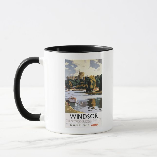 Britische Eisenbahn Windsor Castle Thames Poster Tasse (Links)