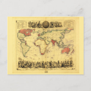 britische Empire Map (ca. 1850) Postkarte