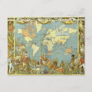 britische Empire Map Postkarte