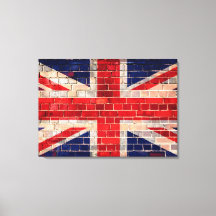 Britische Flagge an einer Ziegelmauer