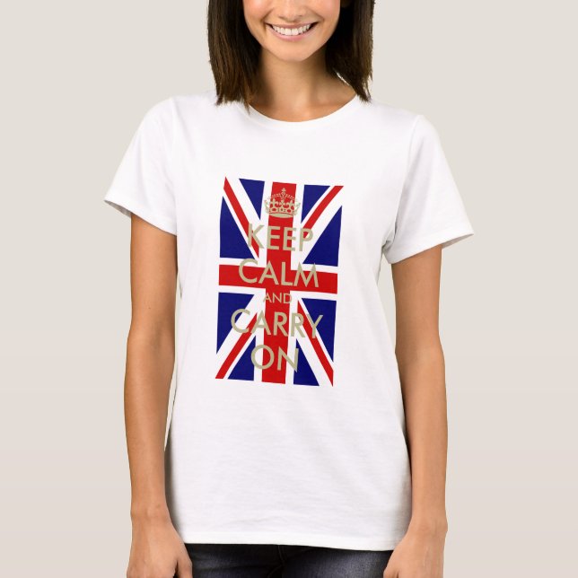 Britische Flagge Behalte Calm t Shirt für Frauen (Vorderseite)