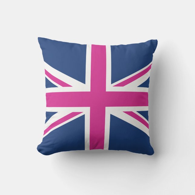 Britische Flagge - Blau u. Rosa Kissen (Vorderseite)